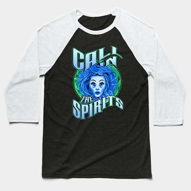 Madame Leota Calls the Spirits Baseball T-Shirt by LeMae Macabre